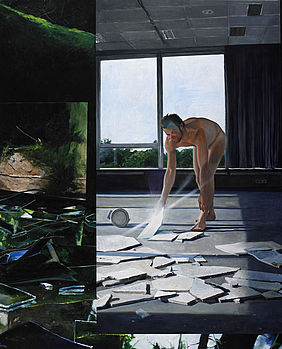 Martin Schnur: Vorspiegelung #1, 2010, Öl auf Leinwand, 235 x 190 cm; Foto: Daniela Beranek. © Martin Schnur