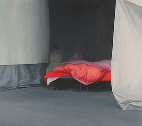 Tim Eitel: Besucher, 2009. Öl auf Leinwand, 226 x 256,5 cm; courtesy Galerie EIGEN + ART Leipzig/ Berlin und The Pace Gallery. Foto: Uwe Walter, Berlin. © VBK Wien, 2013 bzw. VG Bildkunst Bonn, 2013